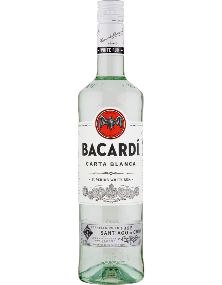 Bacardi rum carta blanca cl.70 37.5ø