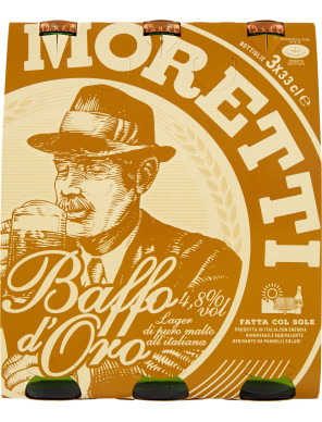 Moretti baffo oro birra cl.33x3     4,8ø