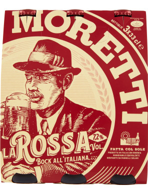Moretti birra la rossa cl.33 clus x3 7.2