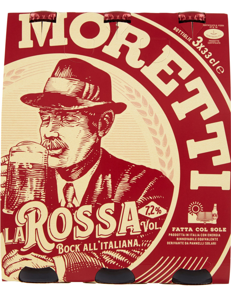 Moretti birra la rossa cl.33 clus x3 7.2
